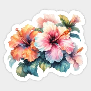 Luscious Tropical Watercolor Hibiscus Flower Sticker